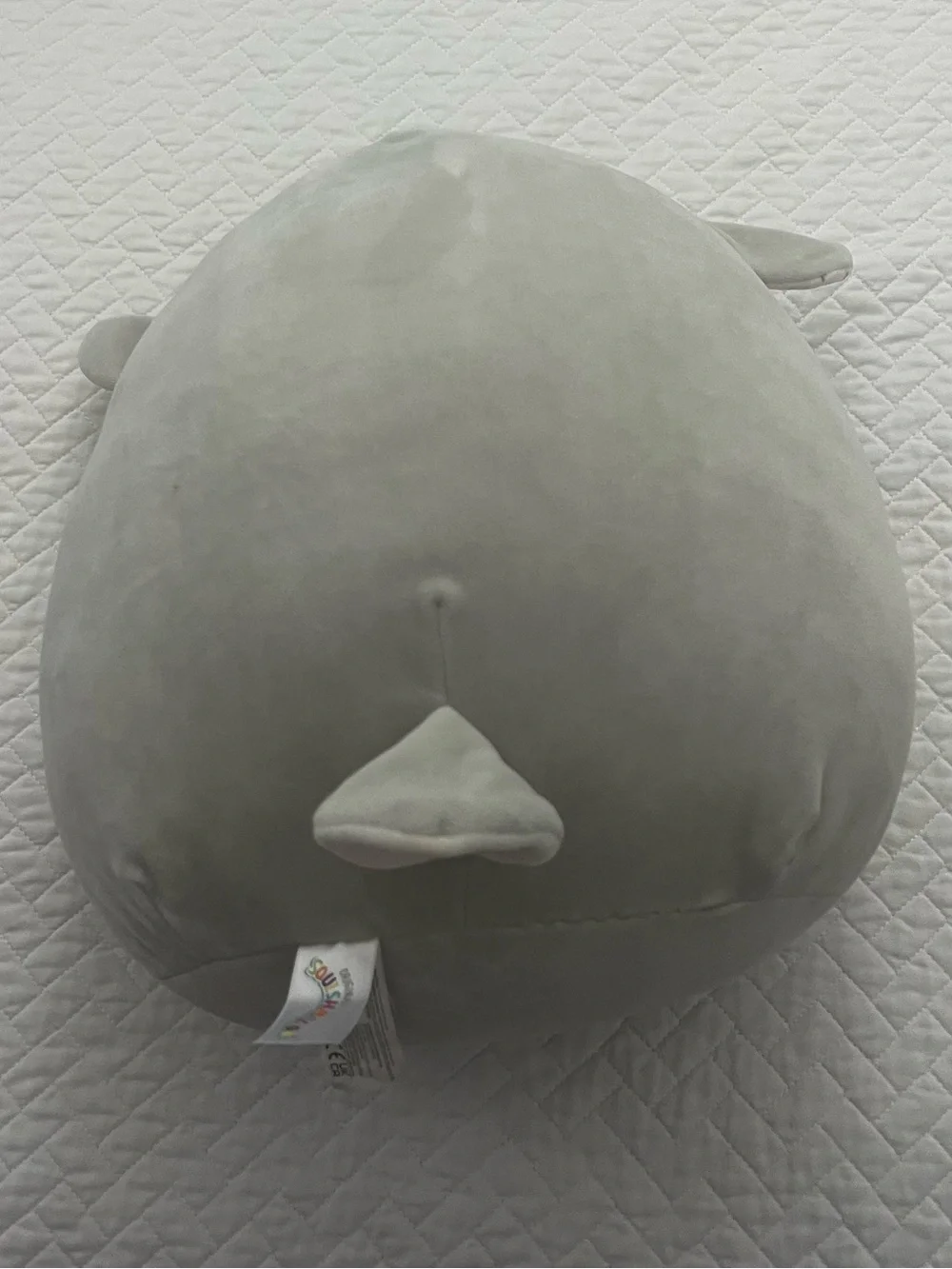 Squishmallows Soft Grey Floral-Belly Plush Pillow